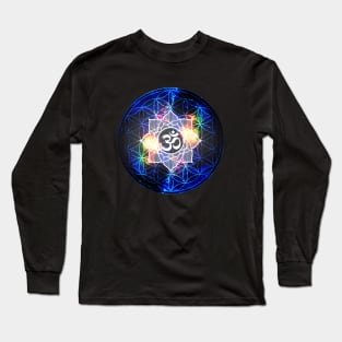 Power Om Flower of Life Sacred Geometry Long Sleeve T-Shirt